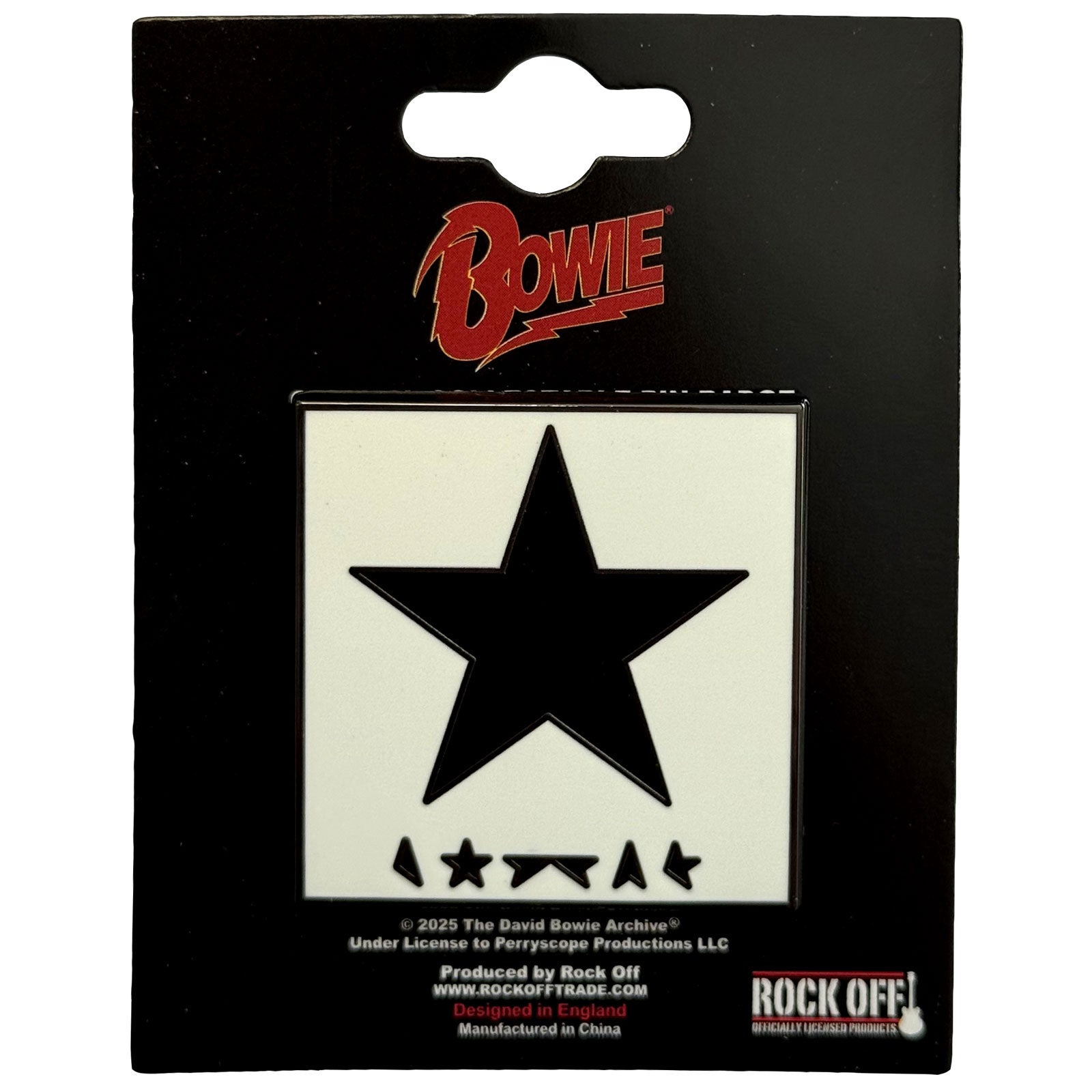 David Bowie Blackstar pin badge — official rock merchandise UK — Rock Star Clothing