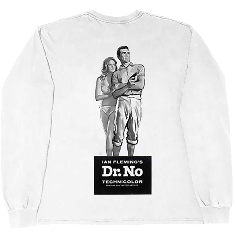 James Bond 007 Unisex Long Sleeve T-Shirt: Dr No (White) (Back Print)