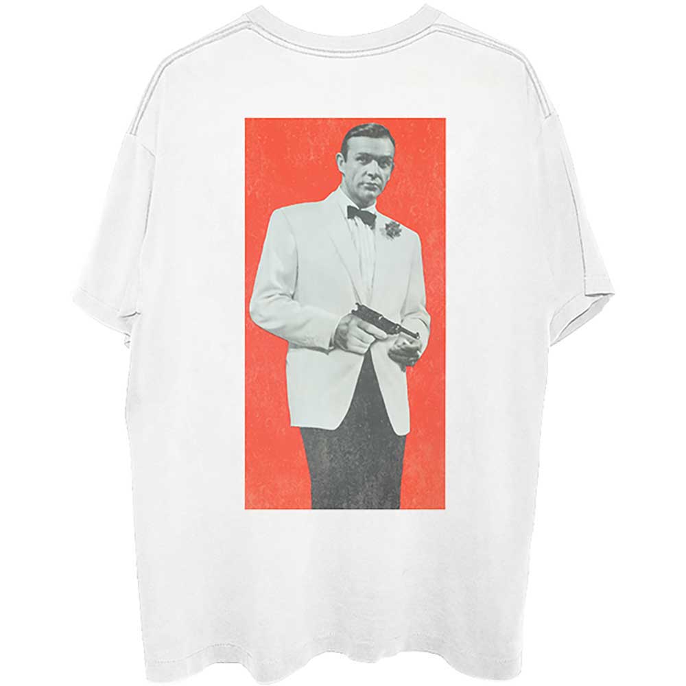 James Bond 007 Unisex T-Shirt: Goldfinger Profile (White) (Back Print)