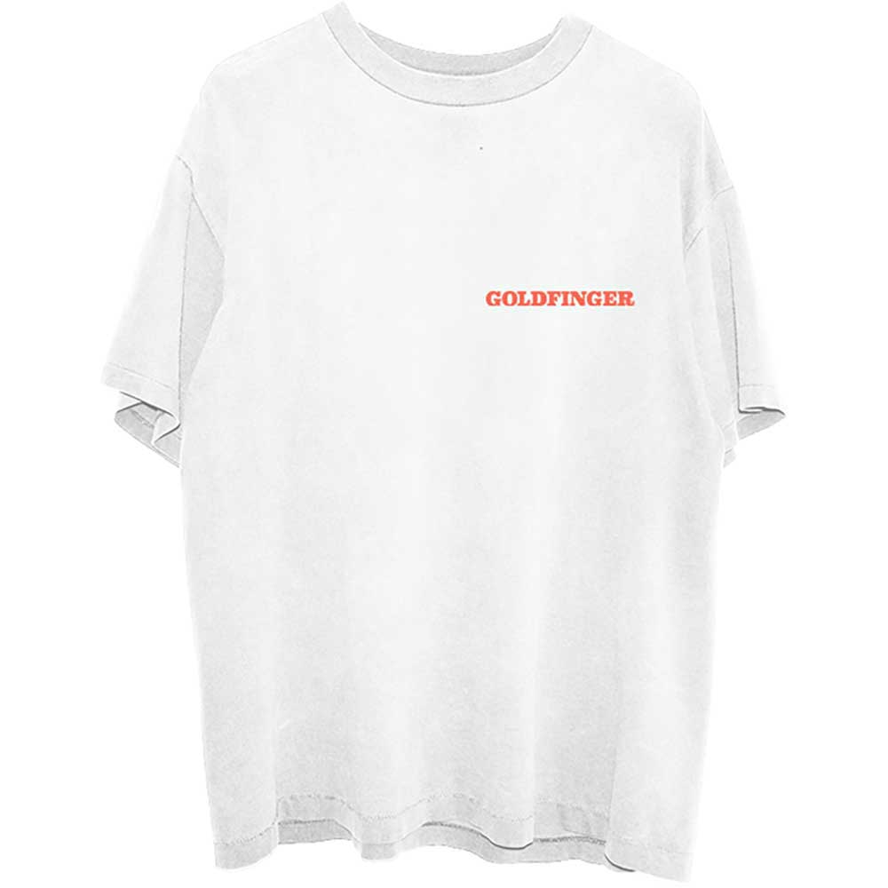 James Bond 007 Unisex T-Shirt: Goldfinger Profile (White) (Back Print)