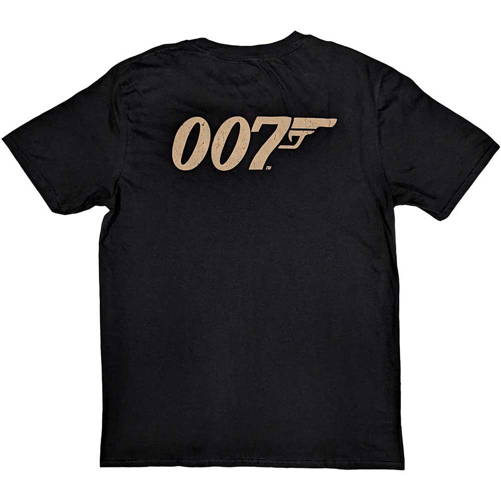 James Bond 007 Unisex T-Shirt: No Time To Die & Logo (Black) (Back Print)