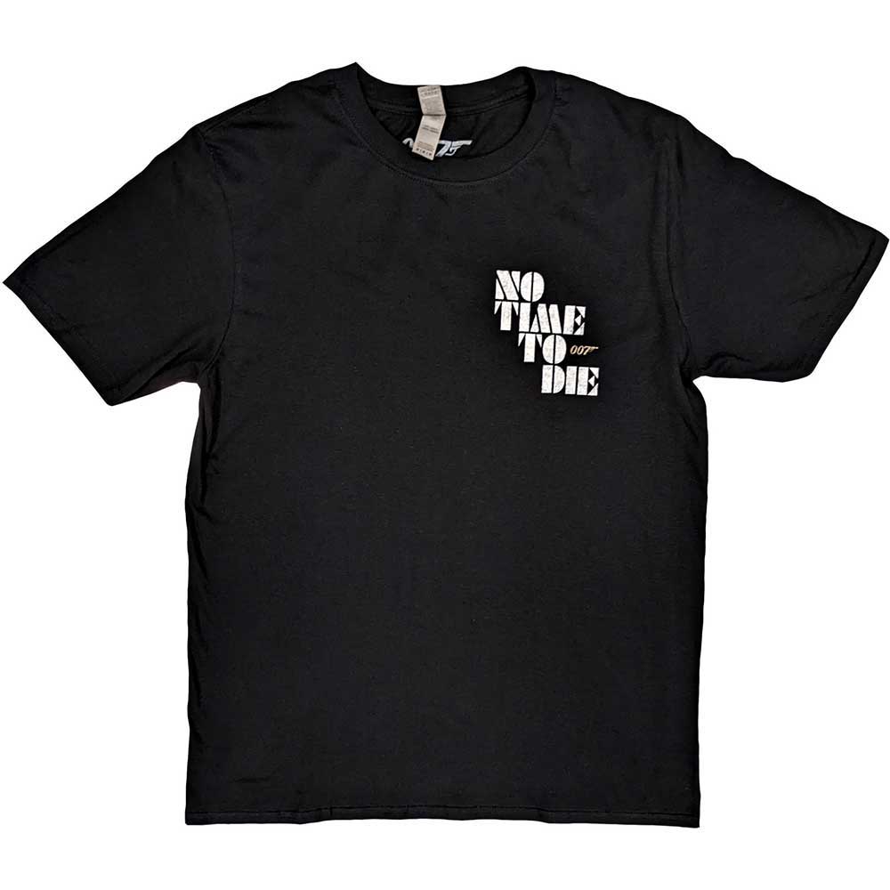James Bond 007 Unisex T-Shirt: No Time To Die & Logo (Black) (Back Print)