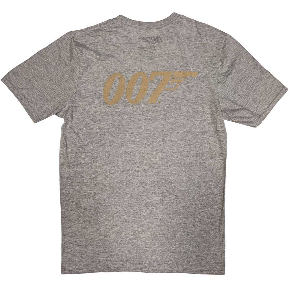 James Bond 007 Unisex T-Shirt: No Time To Die & Logo (Grey) (Back Print)