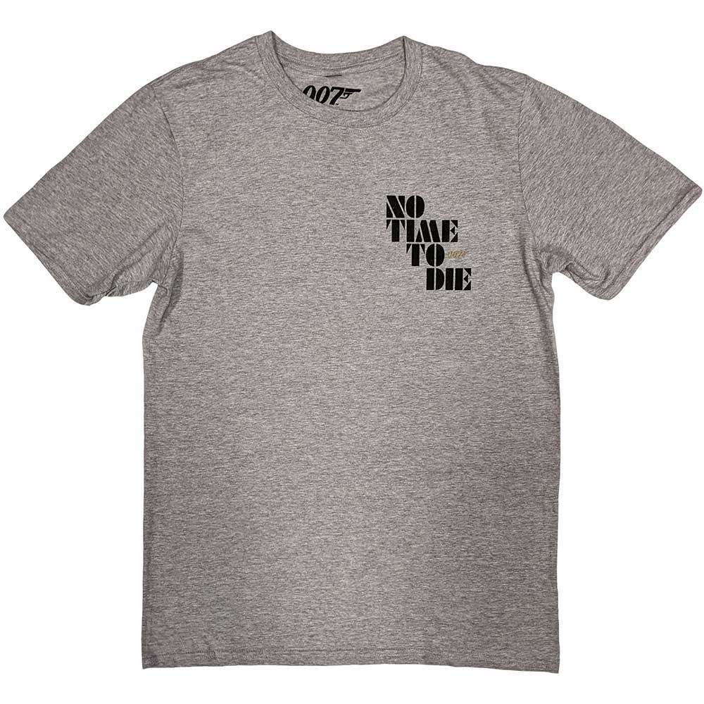 James Bond 007 Unisex T-Shirt: No Time To Die & Logo (Grey) (Back Print)