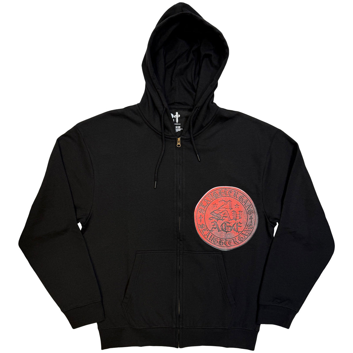 21 Savage Unisex Zipped Hoodie: Slaughter Gang Seal (Black)