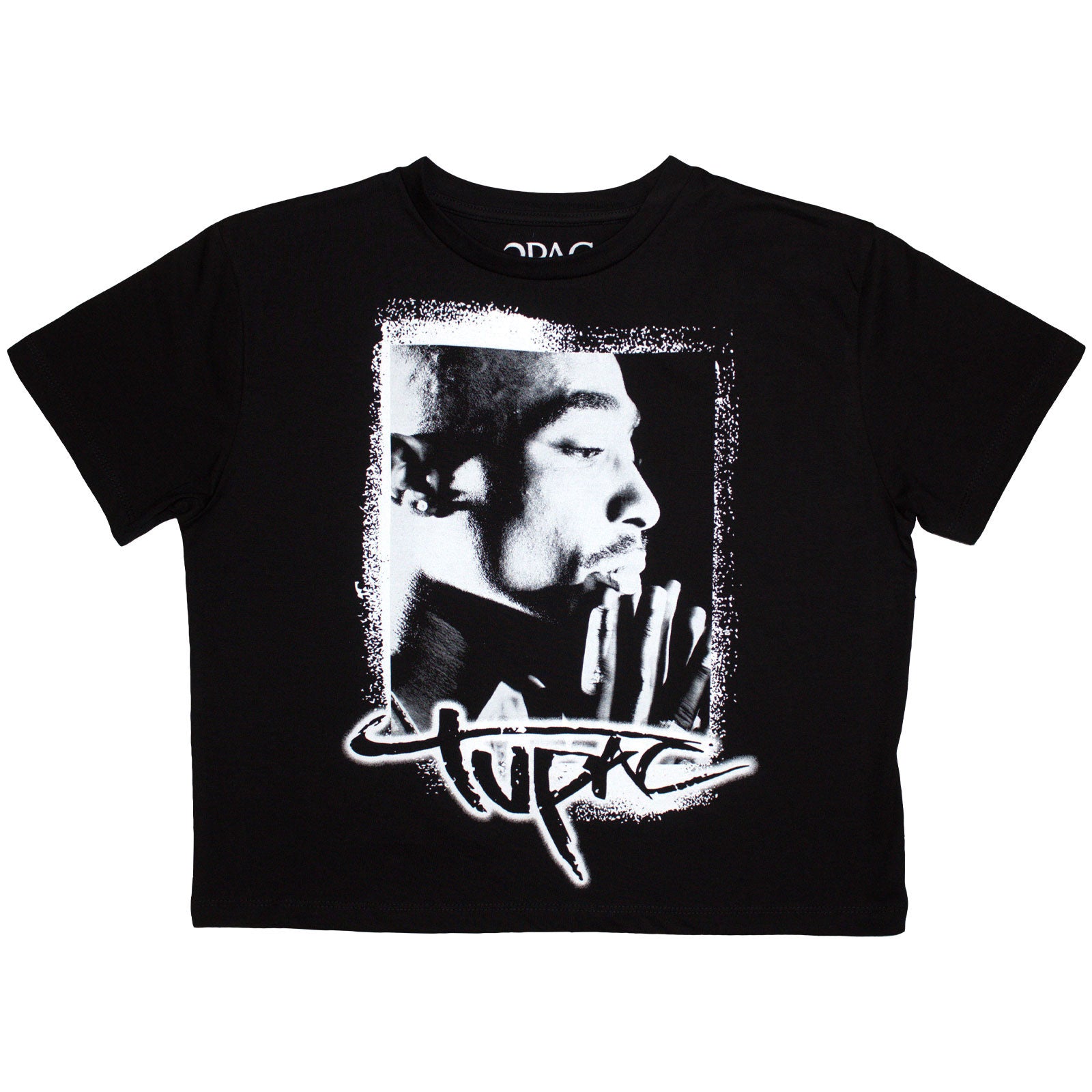 Tupac Ladies Crop Top: Spray Photo (Black)