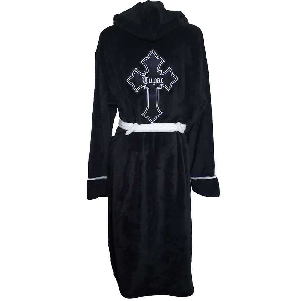 Tupac Unisex Bathrobe: Cross (Black) (Back Print)