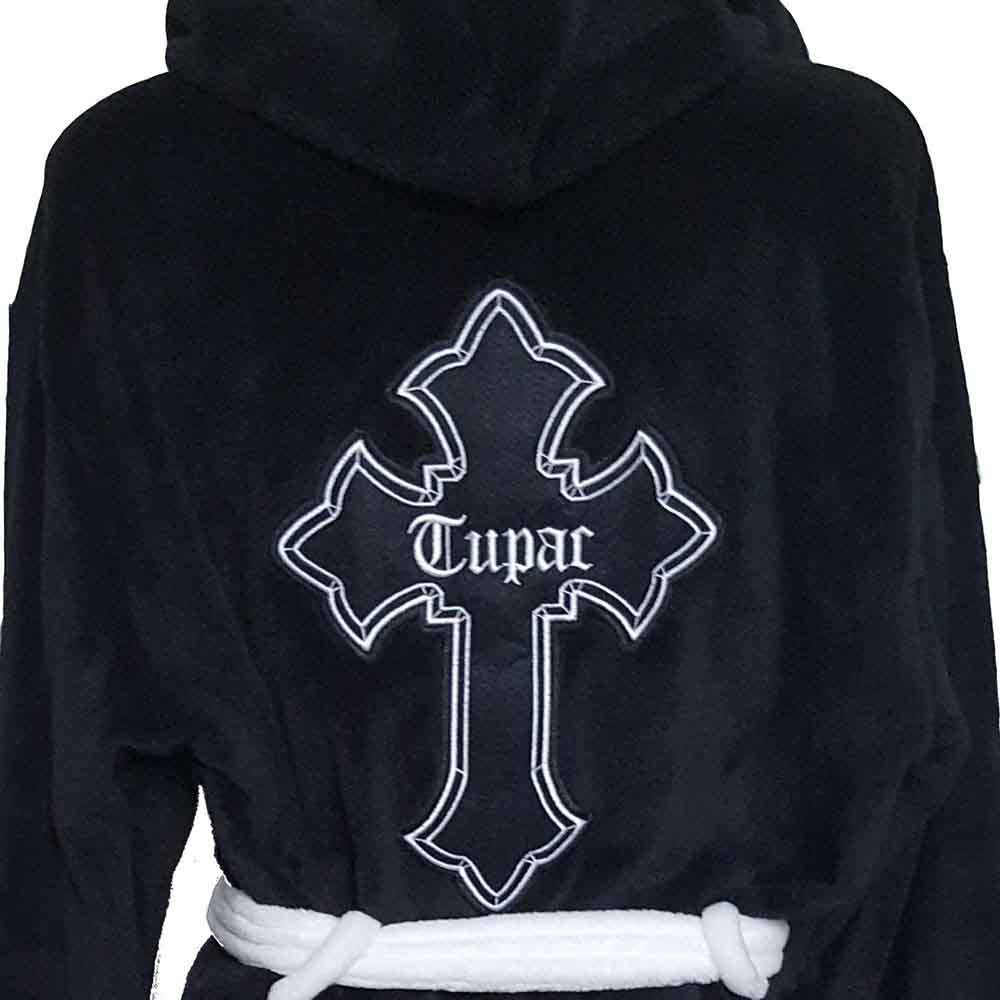 Tupac Unisex Bathrobe: Cross (Black) (Back Print)