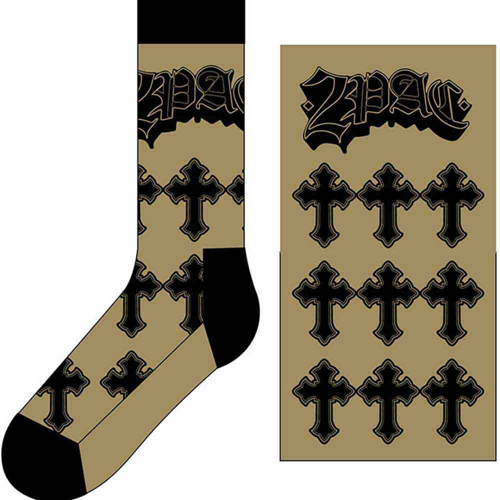 Tupac Unisex Ankle Socks: Crosses (Sand) (UK Size 7 - 11)