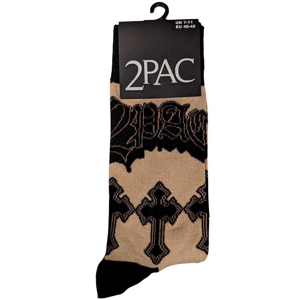 Tupac Unisex Ankle Socks: Crosses (Sand) (UK Size 7 - 11)