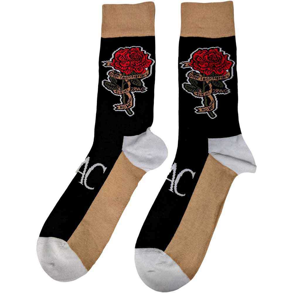 Tupac Unisex Ankle Socks: Rose (Black) (UK Size 7 - 11)