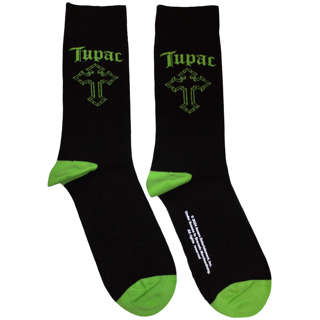 Tupac Unisex Ankle Socks: Green Cross (Black)