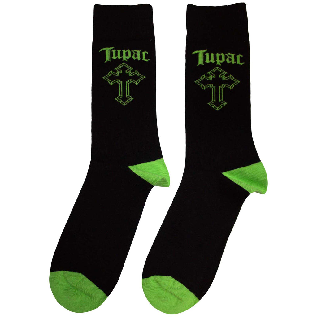 Tupac Unisex Ankle Socks: Green Cross (Black)