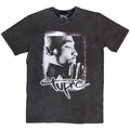 Tupac Unisex Stone Wash T-Shirt: Spray Photo (Charcoal Grey)