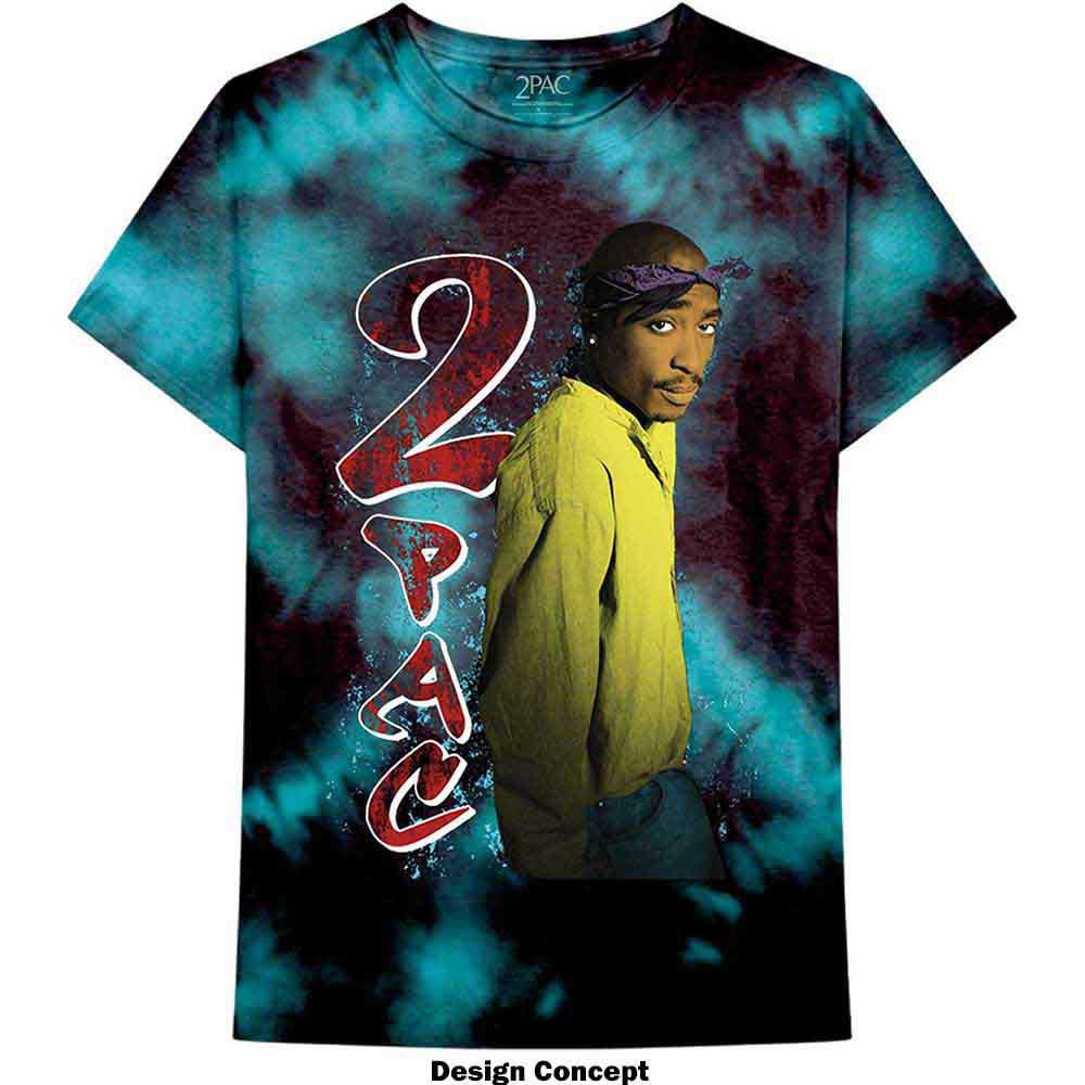 Tupac Unisex T-Shirt: Vintage Tupac (Blue) (Wash Collection)