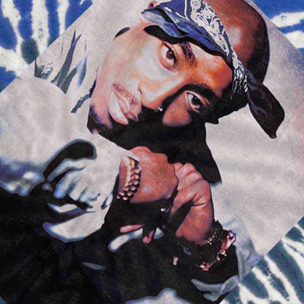 Tupac Unisex T-Shirt: Blue Photo Swirl (Blue) (Wash Collection)