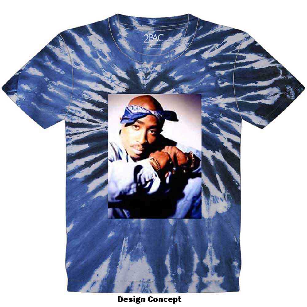 Tupac Unisex T-Shirt: Blue Photo Swirl (Blue) (Wash Collection)