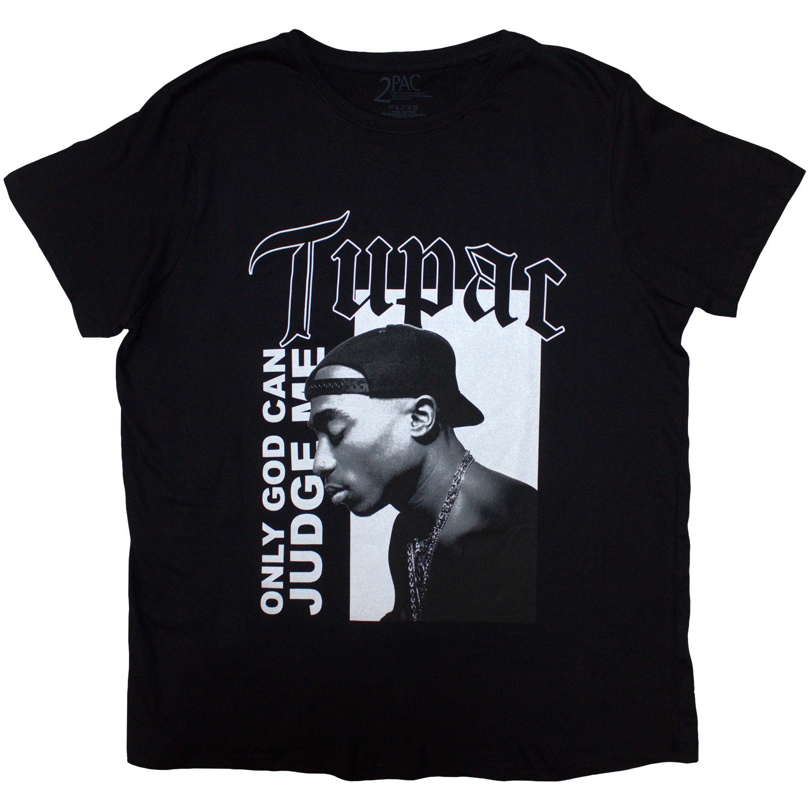 Tupac Ladies T-Shirt: Only God Text (Black)