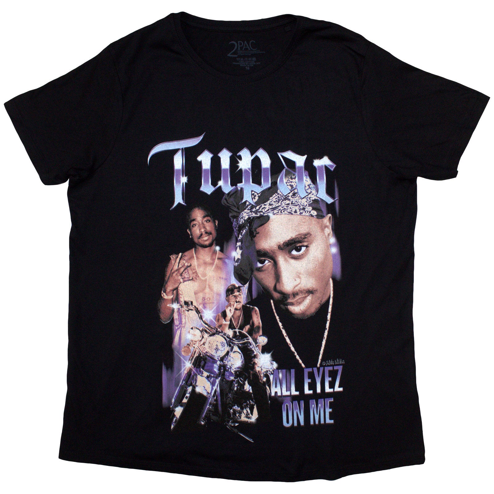 Tupac Ladies T-Shirt: All Eyez Blue Homage (Black)