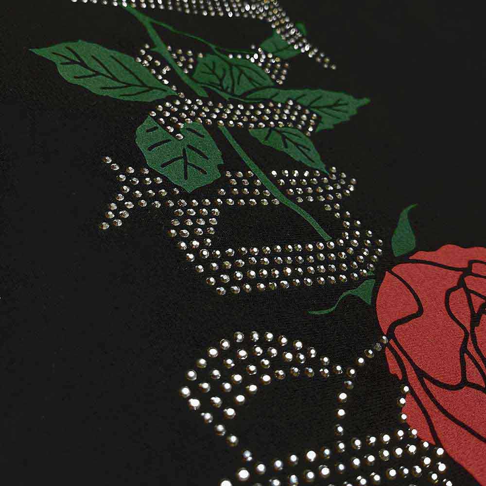 Tupac Unisex T-Shirt: Rose Logo (Black) (Embellished)