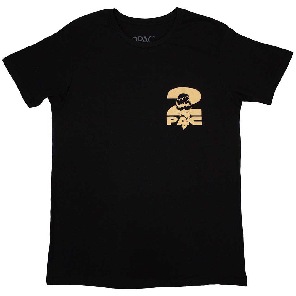 Tupac Unisex T-Shirt: Platinum (Black) (Back Print)