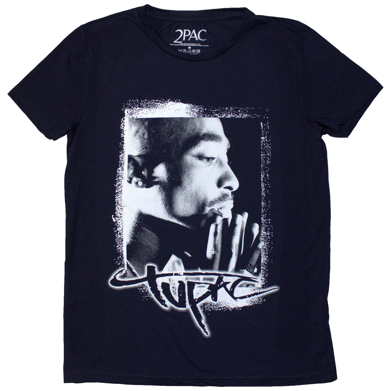 Tupac Ladies T-Shirt: Spray Photo (Navy Blue)