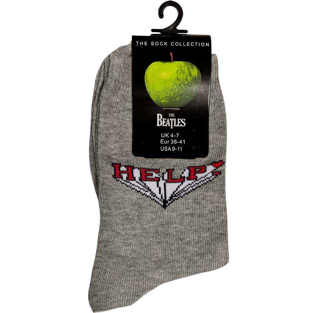 The Beatles Ladies Ankle Socks: HELP! (Grey) (UK Size 4 - 7)