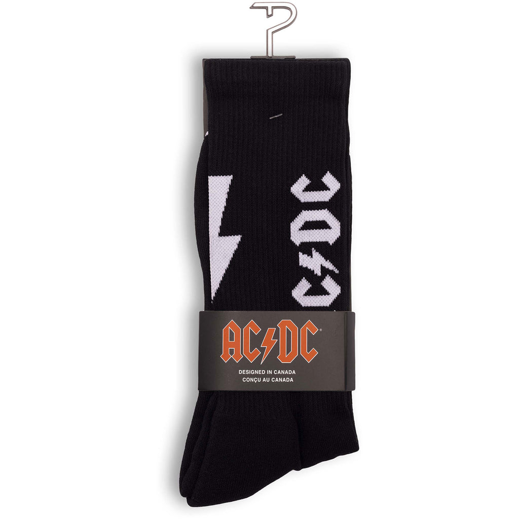 AC/DC Unisex Crew Socks: Bolt (Black)  (UK Size 6.5 - 11)