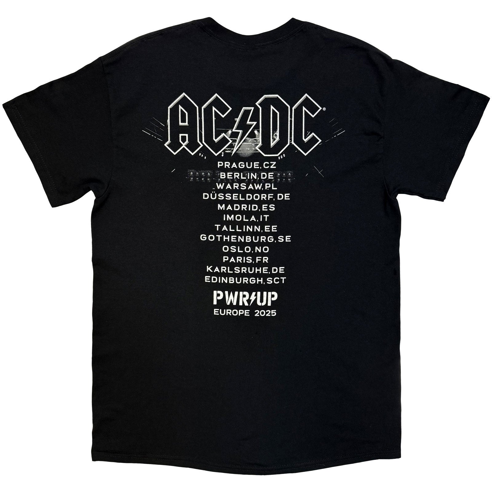 AC/DC Unisex T-Shirt: B&W Photo EU Tour ‘25 (Black) (Back Print & Ex-Tour)