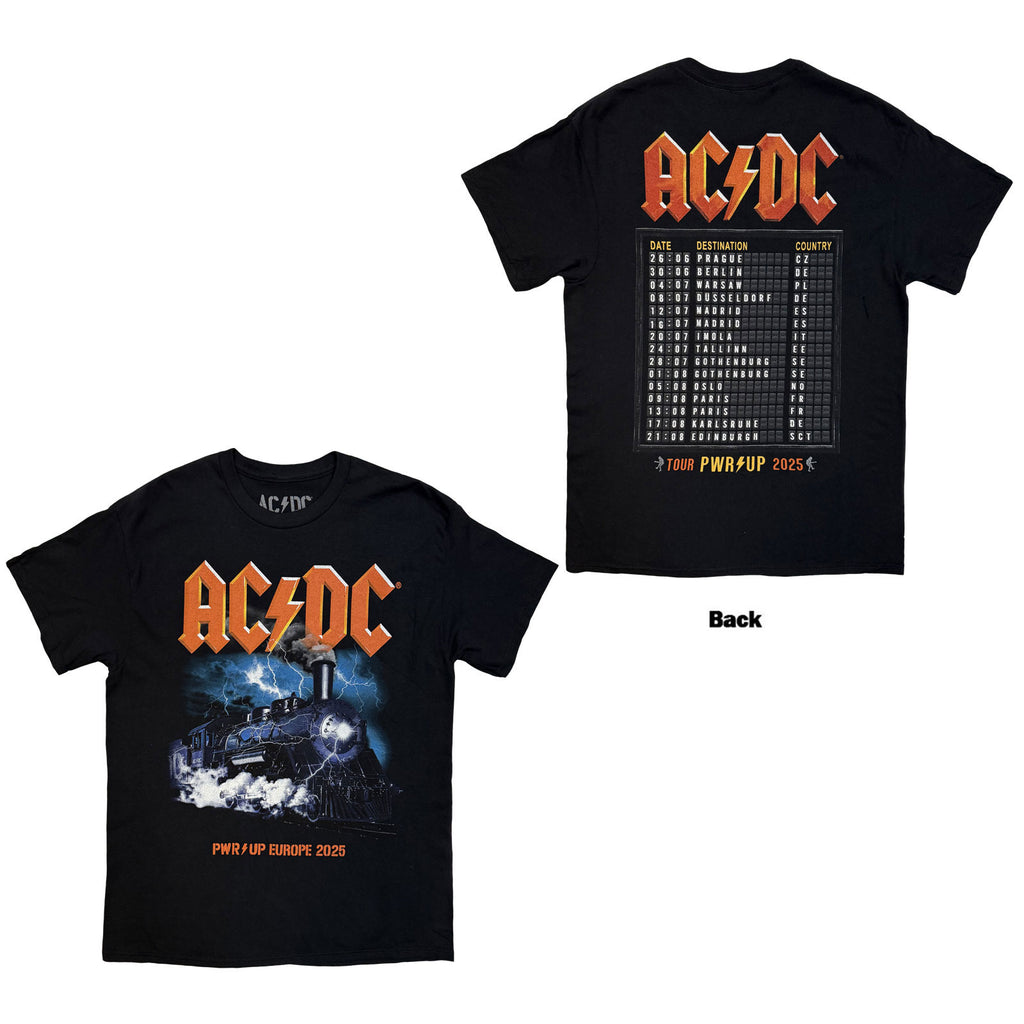AC/DC Unisex T-Shirt: Train EU Tour '25 (Black) (Back Print & Ex-Tour)