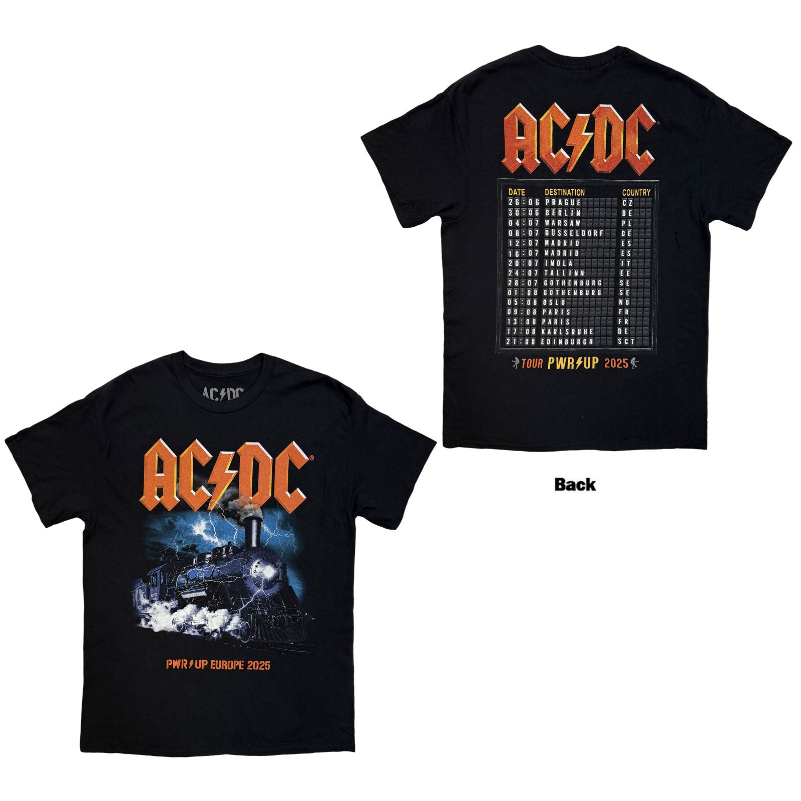 AC/DC Unisex T-Shirt: Train EU Tour '25 (Black) (Back Print & Ex-Tour)