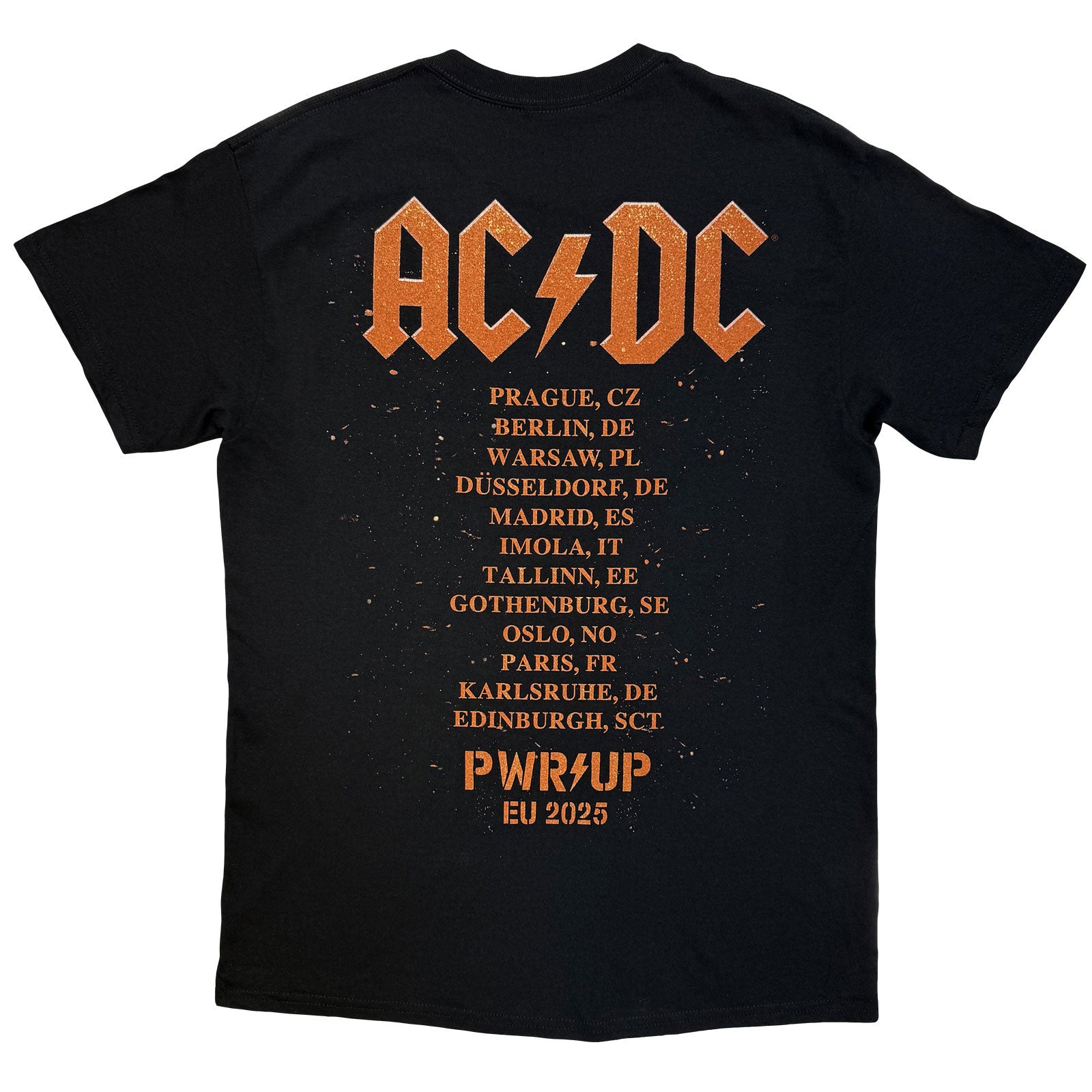 AC/DC Unisex T-Shirt: Bell Lightning EU Tour '25 (Black) (Back Print & Ex-Tour)