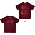 AC/DC Unisex T-Shirt: Logo EU Tour '25 (Maroon Red) (Back Print & Ex-Tour)