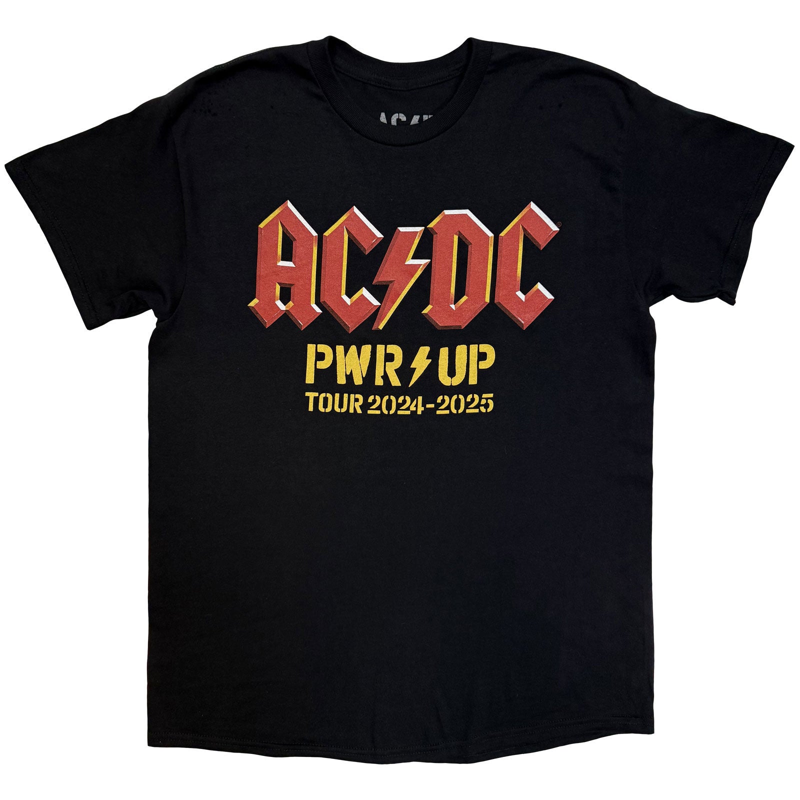 AC/DC Unisex T-Shirt: PWR-UP Logo World Tour '24-'25 (Black) (Back Print & Ex-Tour)