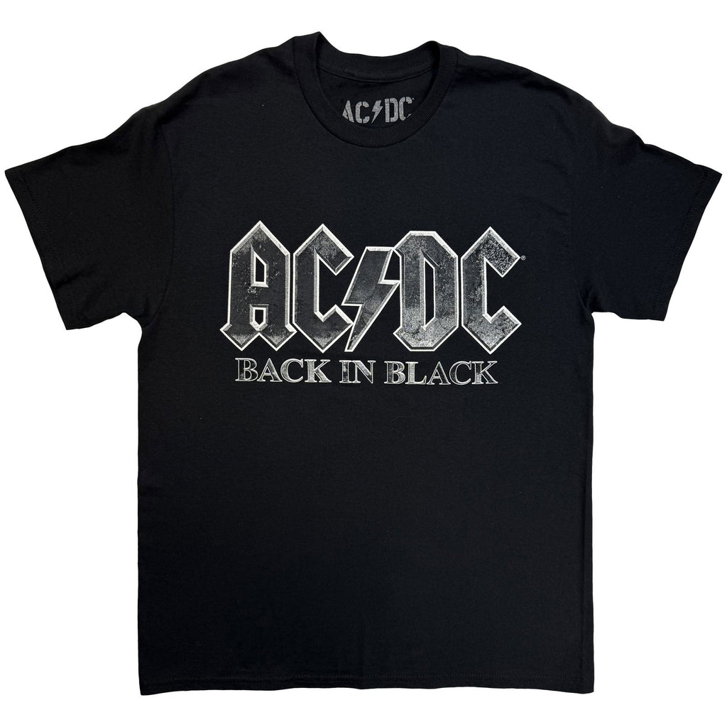 AC/DC Unisex T-Shirt: Back In Black EU Tour '25 (Black) (Back Print & Ex-Tour)