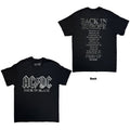 AC/DC Unisex T-Shirt: Back In Black EU Tour '25 (Black) (Back Print & Ex-Tour)