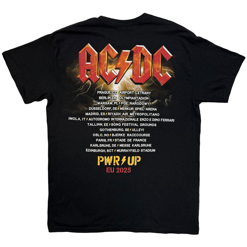 AC/DC Unisex T-Shirt: Angus Horns EU Tour '25 (Black) (Back Print & Ex-Tour)