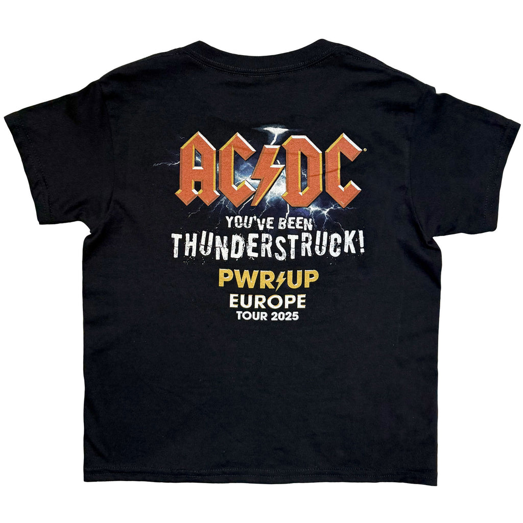 AC/DC Kids T-Shirt: Thunderstruck EU Tour '25 (Black) (Back Print & Ex-Tour)