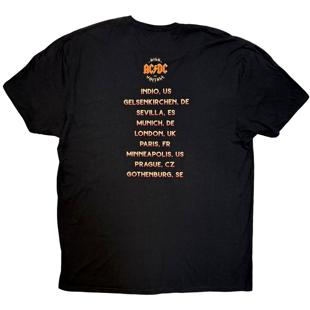 AC/DC Unisex T-Shirt: High Voltage World Tour '25 (Black) (Back Print & Ex-Tour)