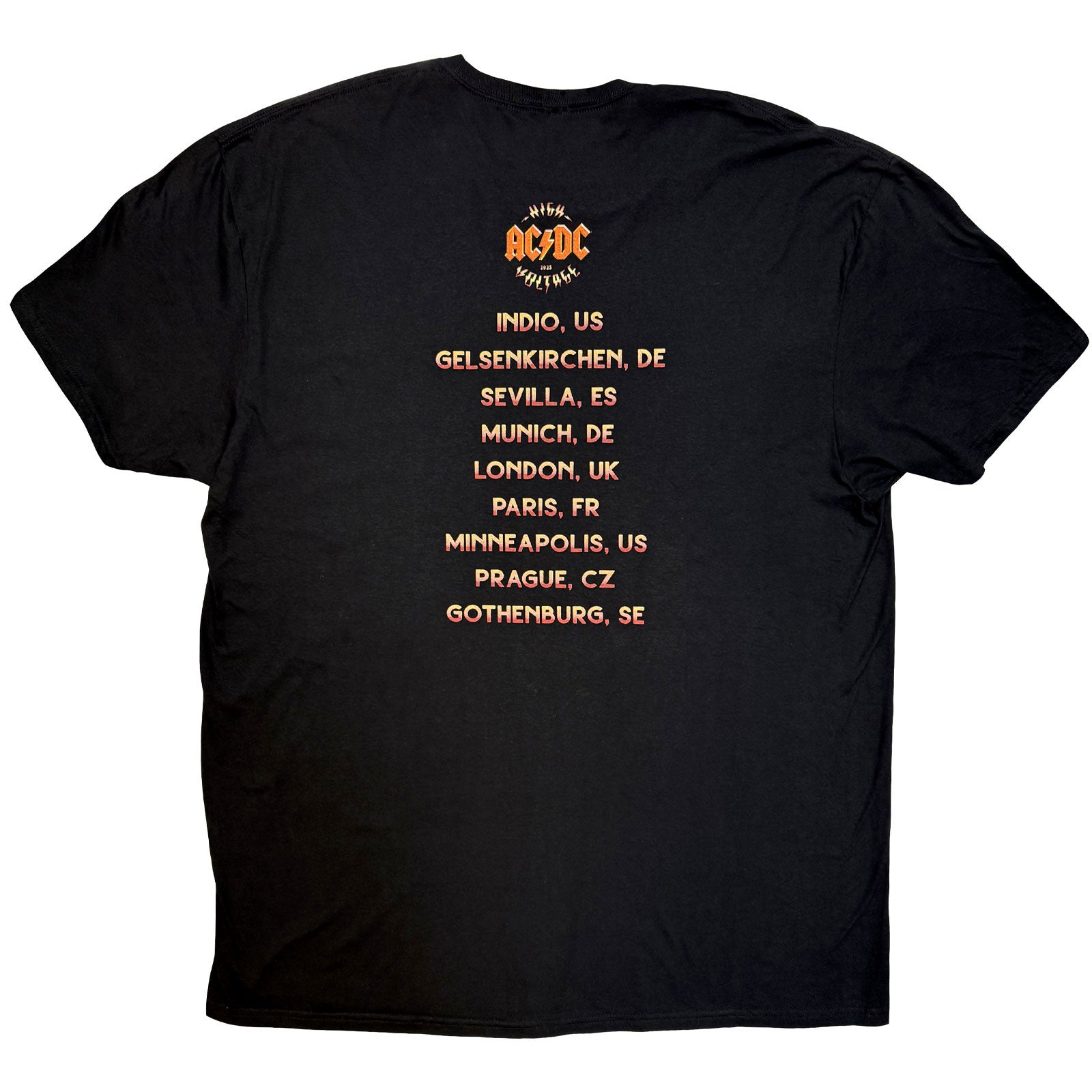 AC/DC Unisex T-Shirt: High Voltage World Tour '25 (Black) (Back Print & Ex-Tour)