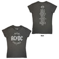 AC/DC Ladies T-Shirt: Silver High Voltage EU Tour '25 (Charcoal Grey) (Back Print & Ex-Tour)