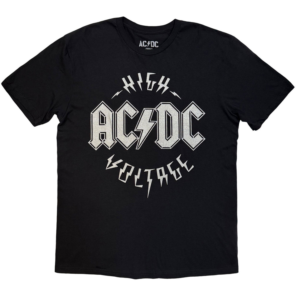 AC/DC Unisex T-Shirt: Silver High Voltage EU Tour '25 (Black) (Back Print & Ex-Tour)