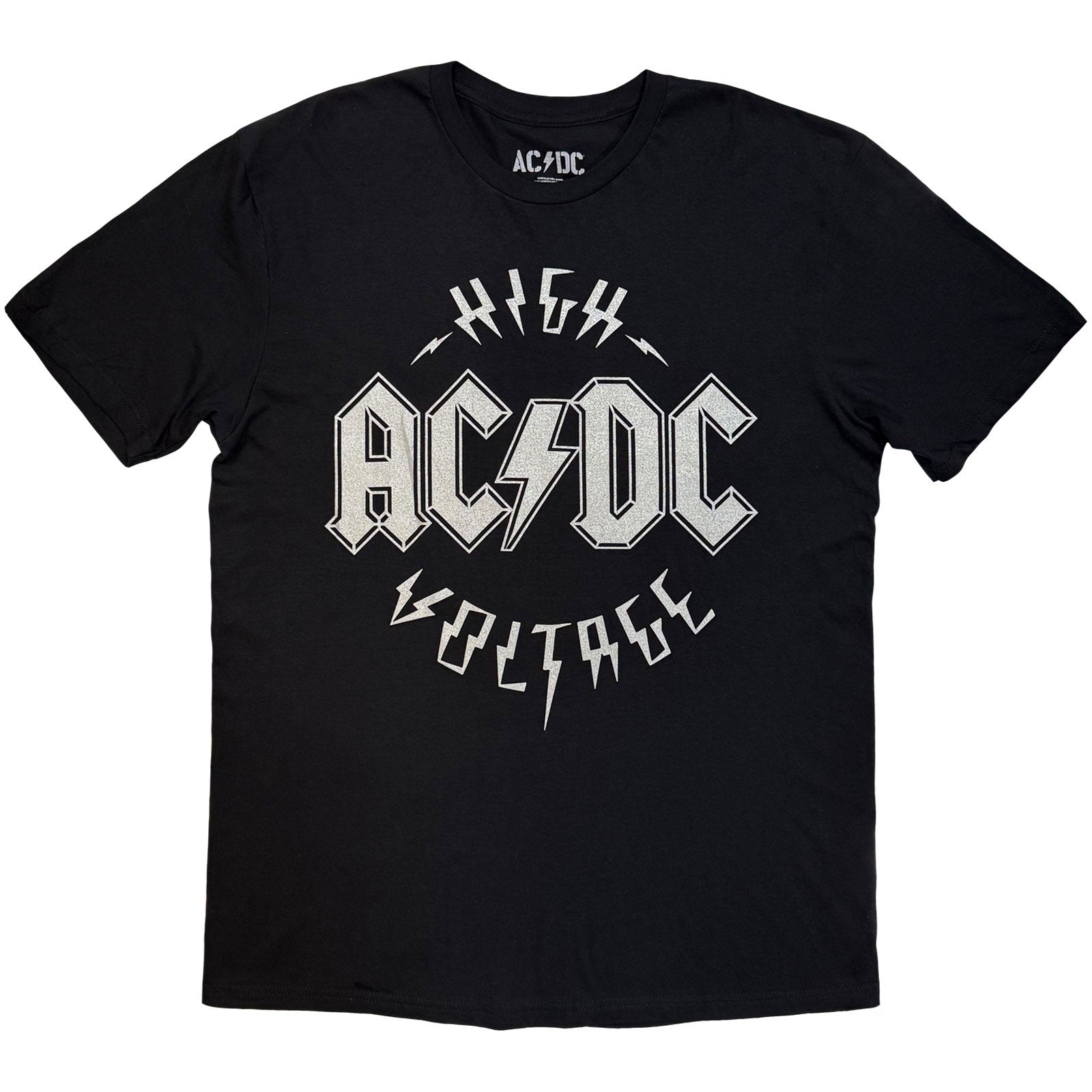 AC/DC Unisex T-Shirt: Silver High Voltage EU Tour '25 (Black) (Back Print & Ex-Tour)