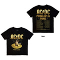 AC/DC Unisex T-Shirt: PWR'D-UP In Paris EU Tour '25 (Black) (Back Print & Ex-Tour)
