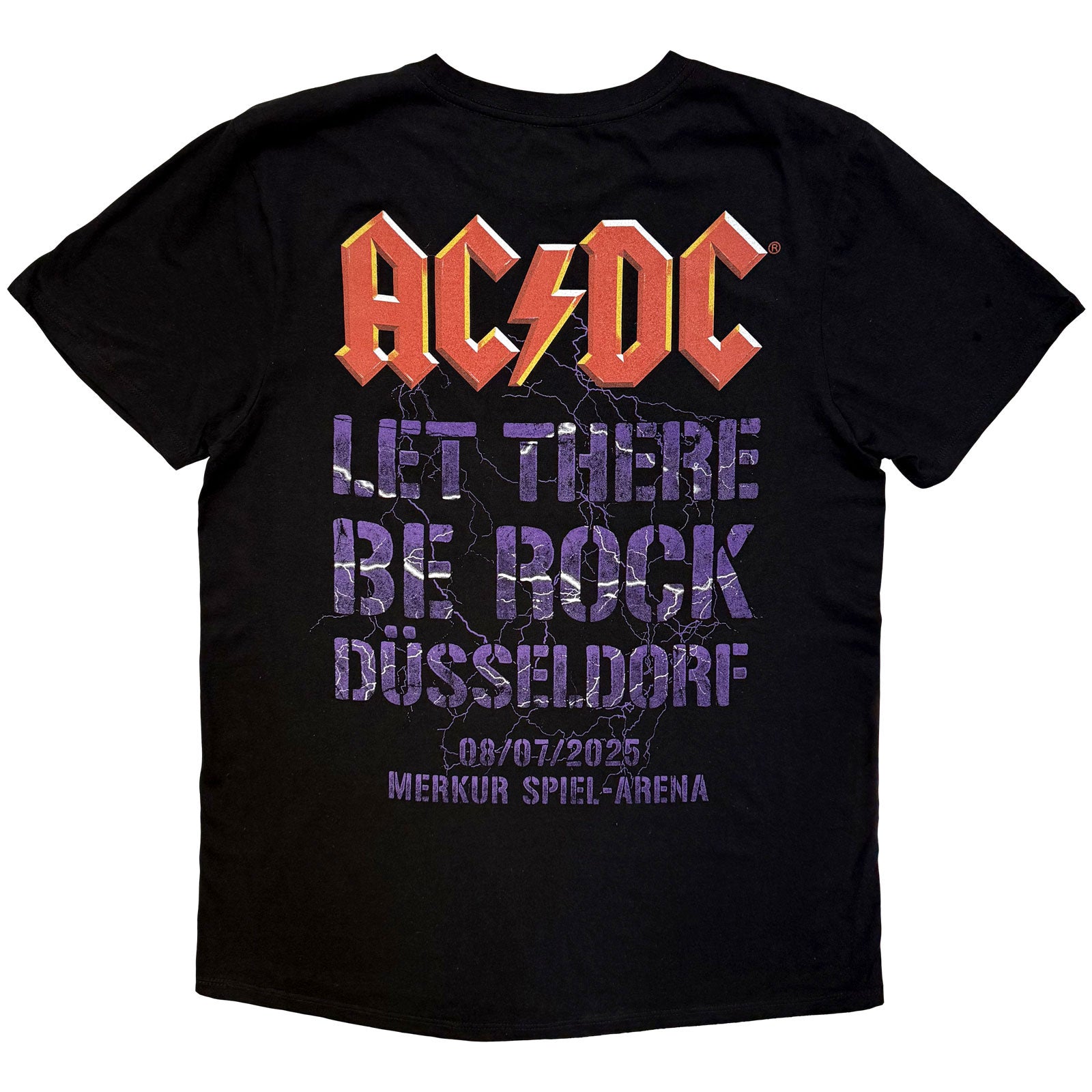 AC/DC Unisex T-Shirt: Let There Be Rock Dusseldorf EU Tour '25 (Black) (Back Print & Ex-Tour)