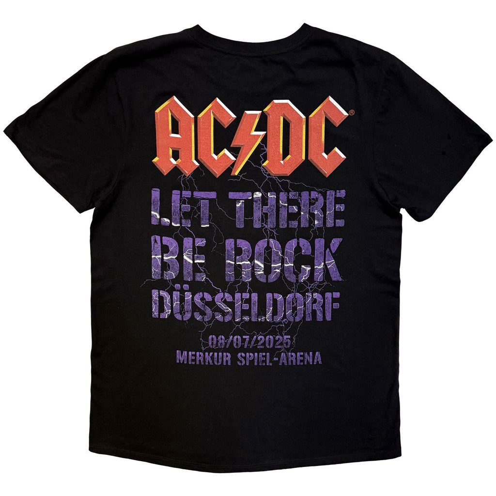 AC/DC Unisex T-Shirt: Let There Be Rock Dusseldorf EU Tour '25 (Black) (Back Print & Ex-Tour)