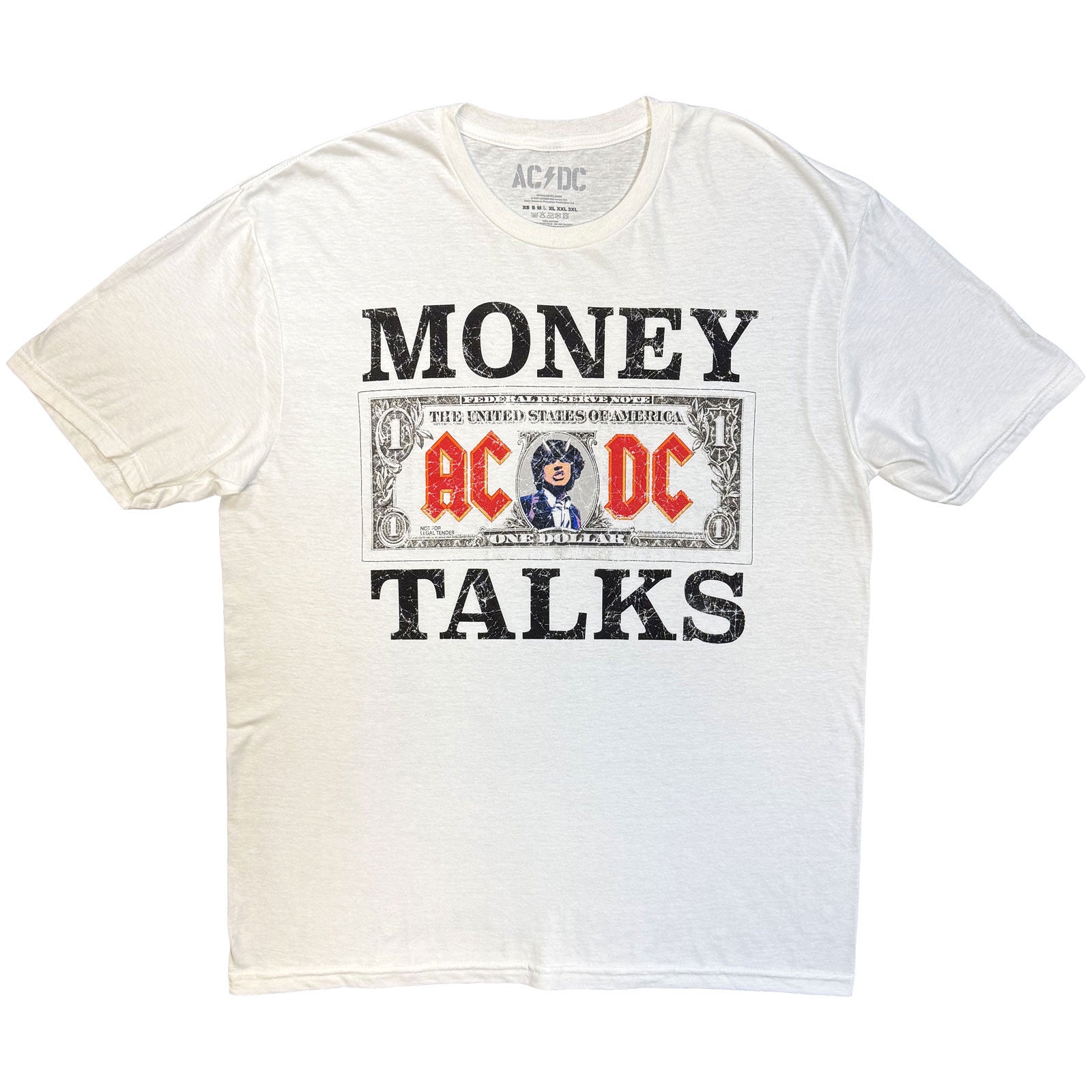 AC/DC Unisex T-Shirt: Money Talks Tour '25 (White) (Ex-Tour)