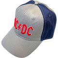AC/DC Unisex Baseball Cap: Red Logo (Grey & Navy Blue) (2-Tone)