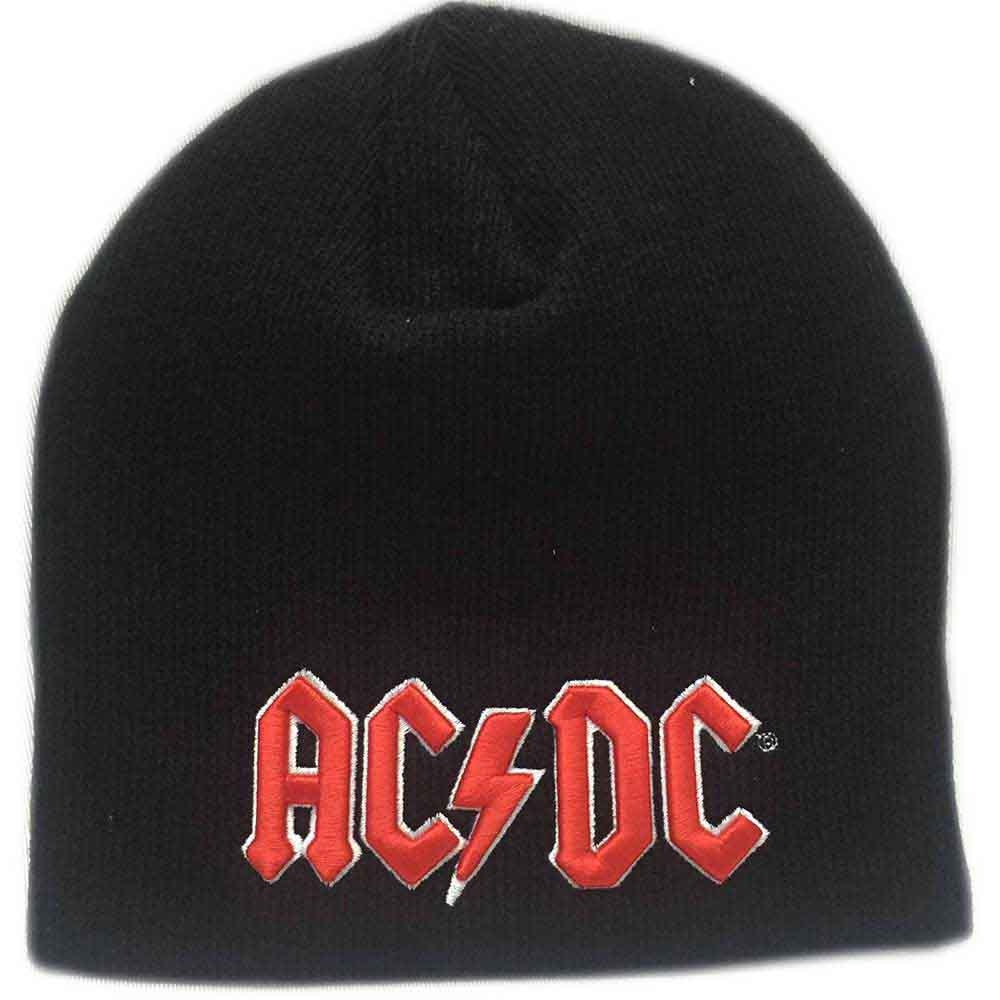 AC/DC Unisex Beanie Hat: Red 3D Logo (Black)