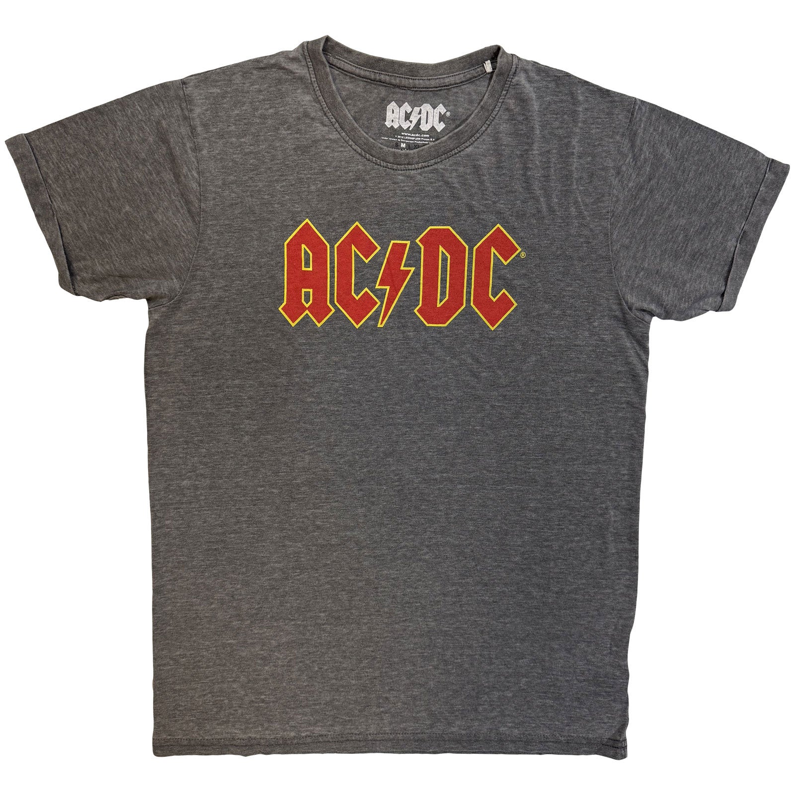 AC/DC Unisex Burnout T-Shirt: Logo (Charcoal Grey)